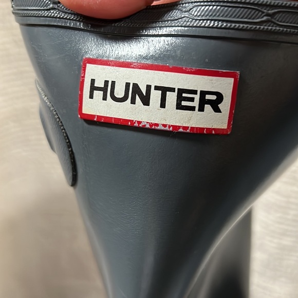 Hunter long original gloss W23616 Grey rain boots size 7 - Picture 3 of 11